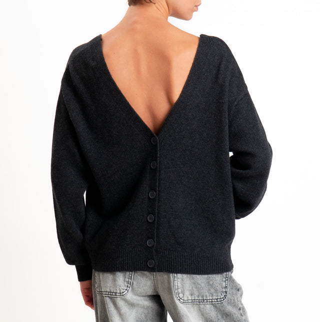Tensione in-Cardigan doppio scollo v LANA/CASHMERE - antracite
