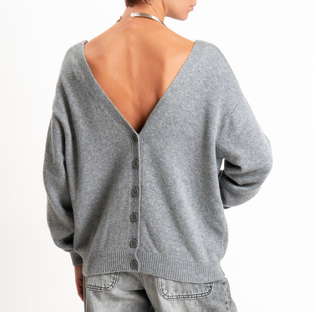 Tensione in-Cardigan doppio scollo v LANA/CASHMERE - grigio