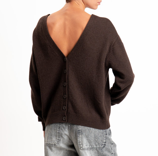 Tensione in-Cardigan doppio scollo v LANA/CASHMERE - moro