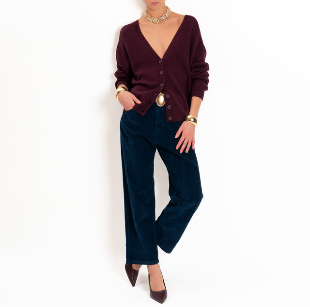 Tensione in-Cardigan doppio scollo v LANA/CASHMERE - Bordeaux
