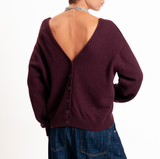 Tensione in-Cardigan doppio scollo v LANA/CASHMERE - Bordeaux