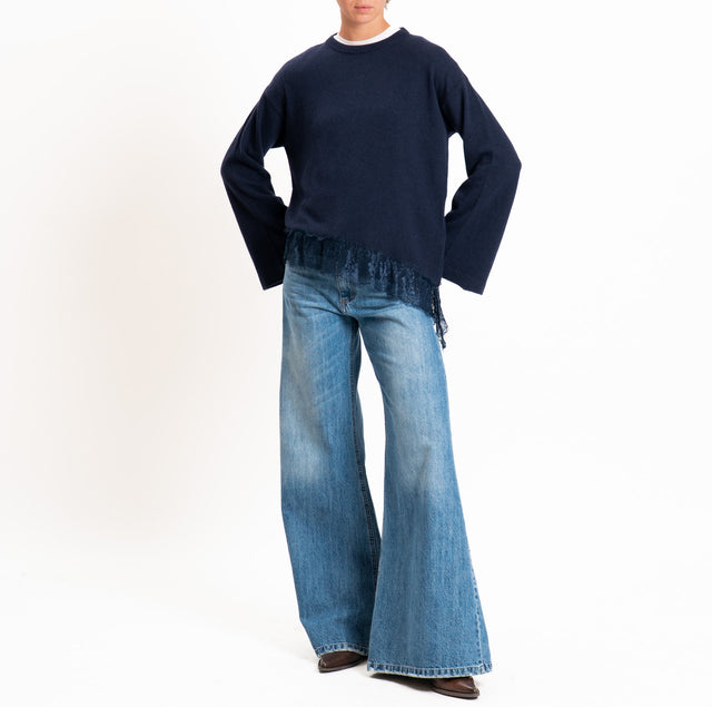 Tensione in-Maglia asimmetrica misto lana/cashmere - blu