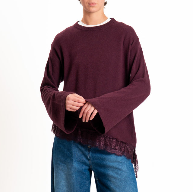 Tensione in-Maglia asimmetrica misto lana/cashmere - Bordeaux