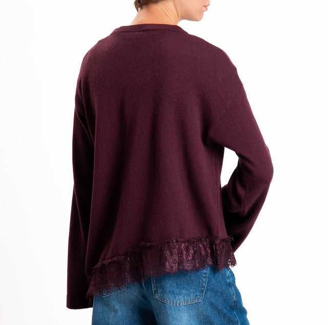 Tensione in-Maglia asimmetrica misto lana/cashmere - Bordeaux