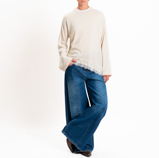 Tensione in-Maglia asimmetrica misto lana/cashmere - ecrù