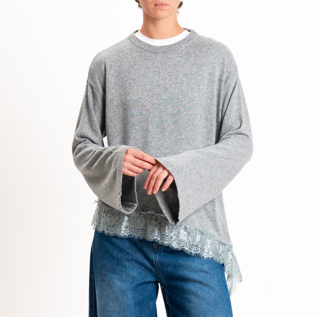 Tensione in-Maglia asimmetrica misto lana/cashmere - grigio melange