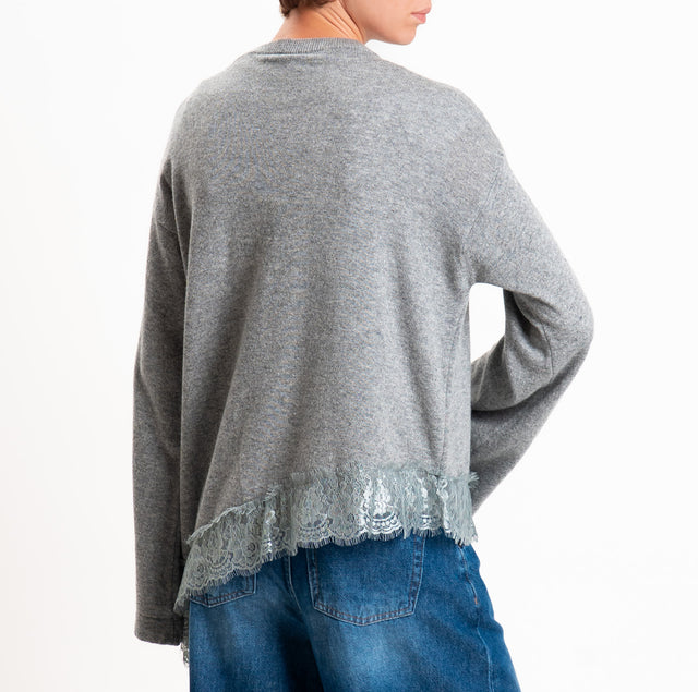 Tensione in-Maglia asimmetrica misto lana/cashmere - grigio melange