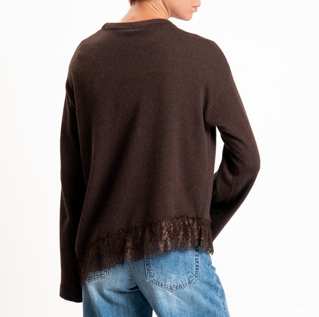 Tensione in-Maglia asimmetrica misto lana/cashmere - moro