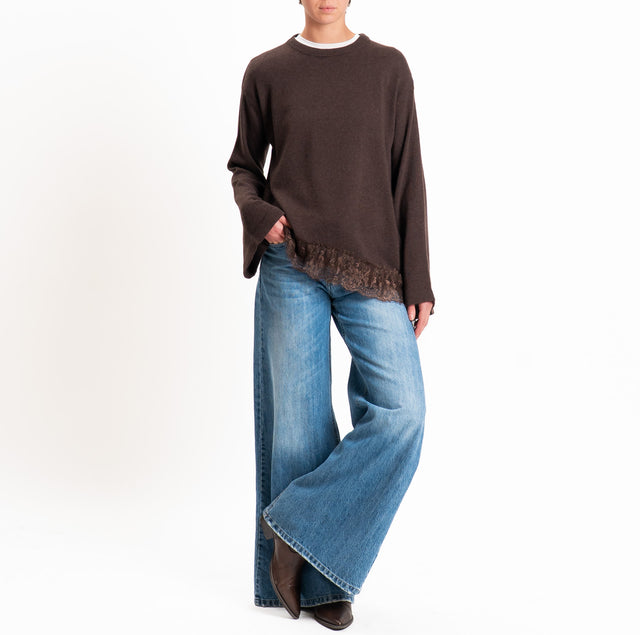 Tensione in-Maglia asimmetrica misto lana/cashmere - moro