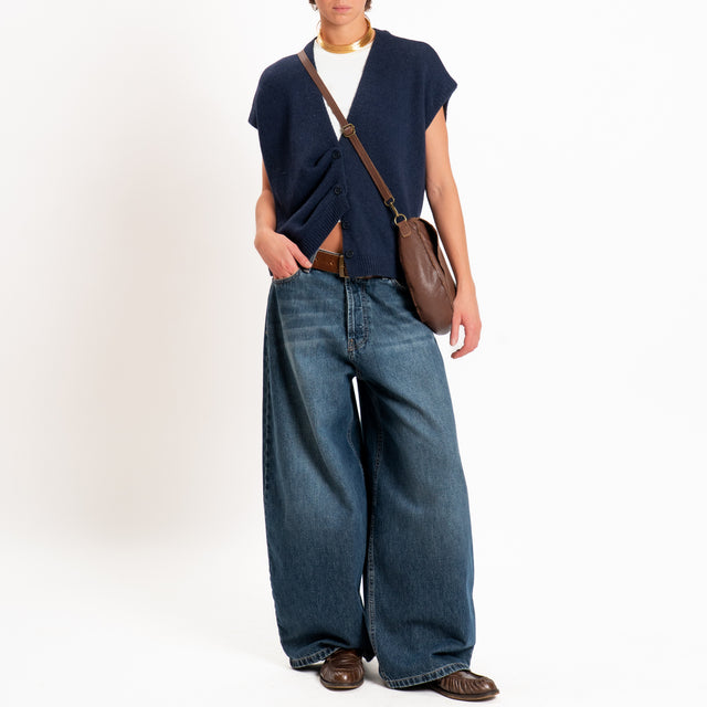 Tensione in-Gilet a scatola misto cashmere - blu