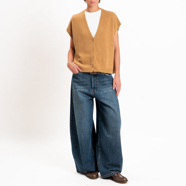 Tensione in-Gilet a scatola misto cashmere - cammello