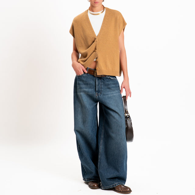 Tensione in-Gilet a scatola misto cashmere - cammello
