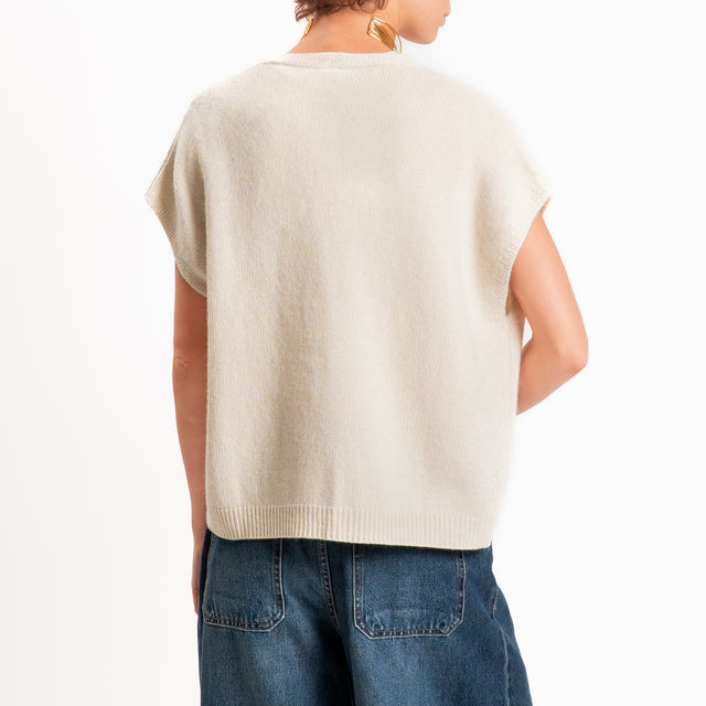 Tensione in-Gilet a scatola misto cashmere - ecru'