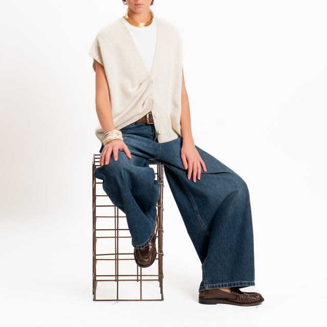 Tensione in-Gilet a scatola misto cashmere - ecru'