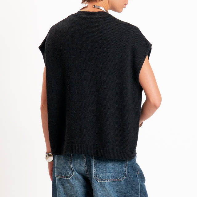 Tensione in-Gilet a scatola misto cashmere - nero