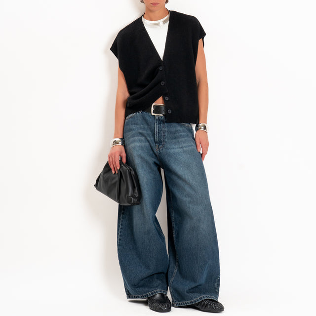 Tensione in-Gilet a scatola misto cashmere - nero