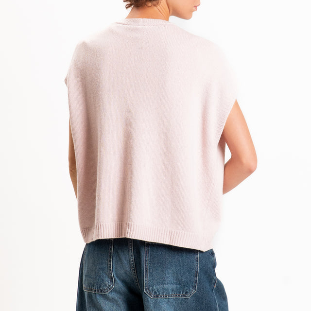 Tensione in-Gilet a scatola misto cashmere - rosa