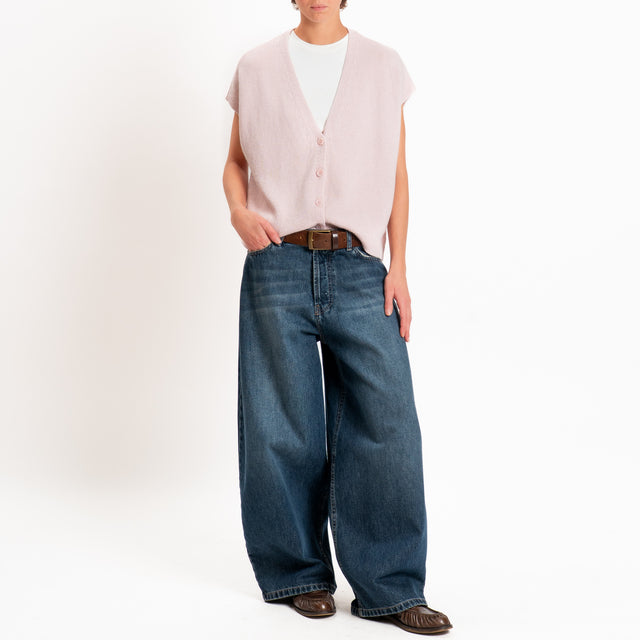Tensione in-Gilet a scatola misto cashmere - rosa