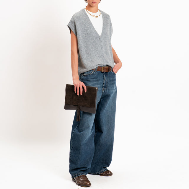 Tensione in-Gilet a scatola misto cashmere - grigio