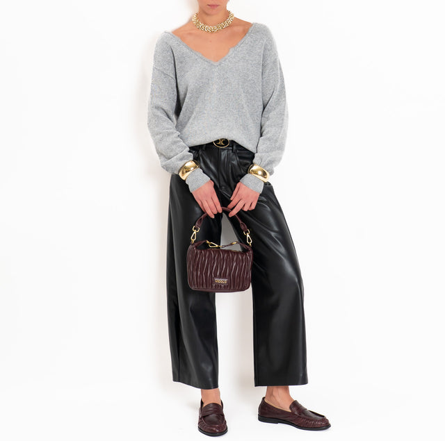Tensione in-Maglia misto cashmere doppio scollo v - grigio