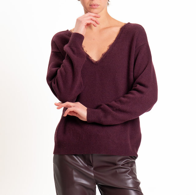 Tensione in-Maglia misto cashmere doppio scollo v - Bordeaux