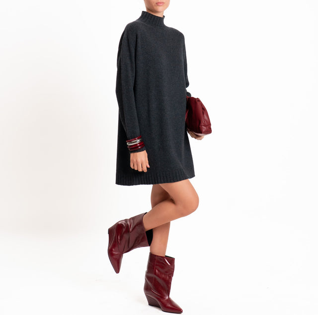 Tensione in-Abito misto lana/cashmere collo montat - antracite
