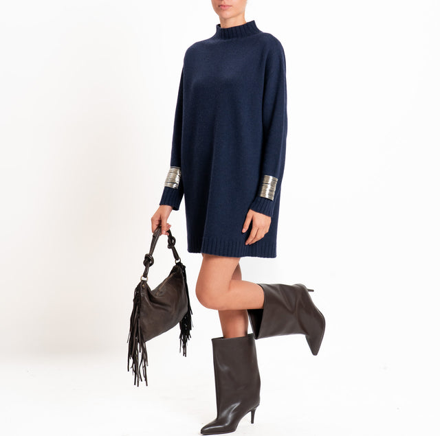 Tensione in-Abito misto lana/cashmere collo montat - blu
