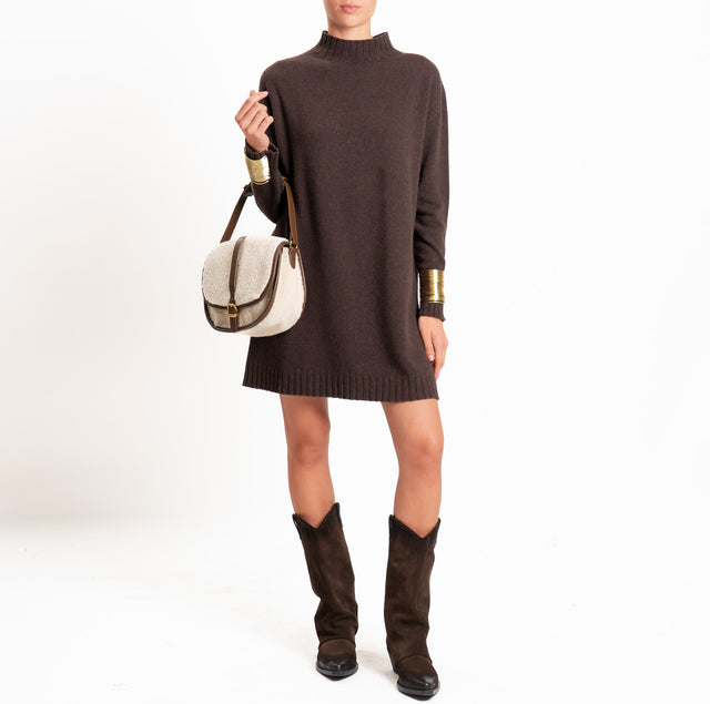 Tensione in-Abito misto lana/cashmere collo montat - moro
