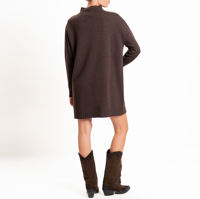 Tensione in-Abito misto lana/cashmere collo montat - moro
