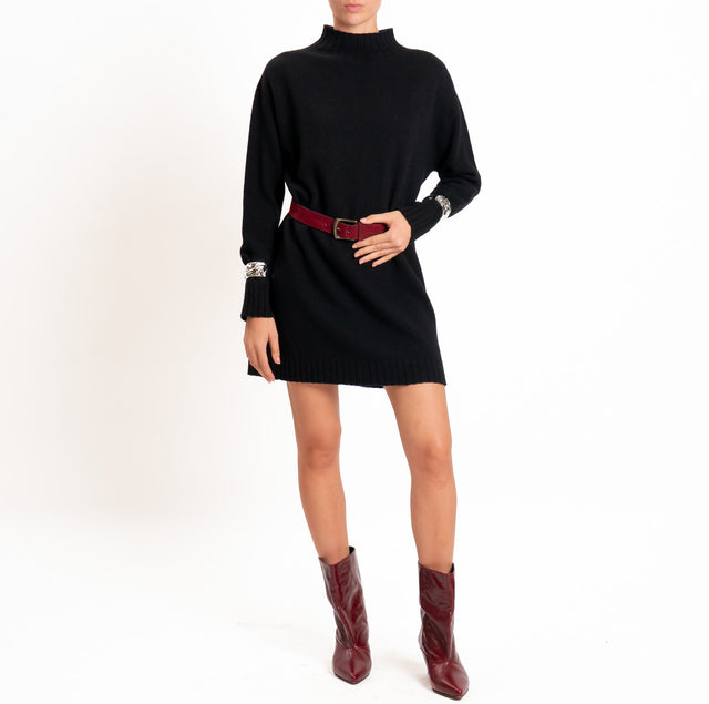 Tensione in-Abito misto lana/cashmere collo montat - nero