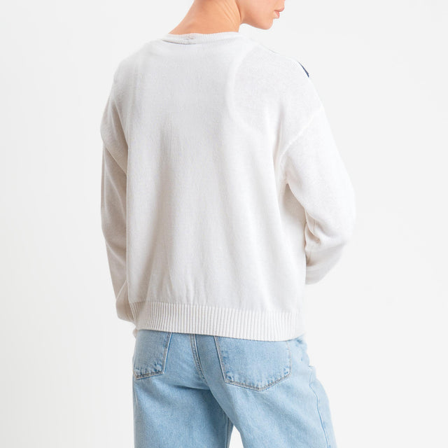 Tensione in-Cardigan argyle - burro/blu/sabbia