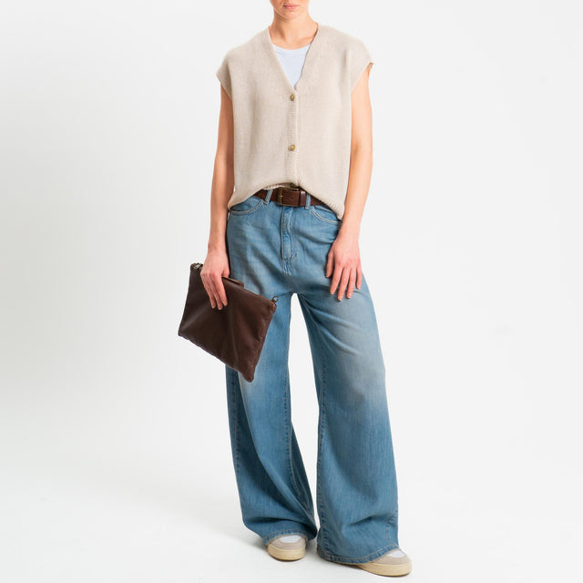 Tensione in-Gilet in maglia tre bottoni - ecru'