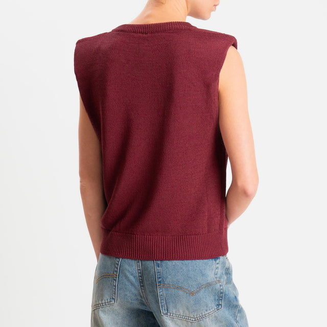 Tensione in-Maglia smanicata con spalline - marsala