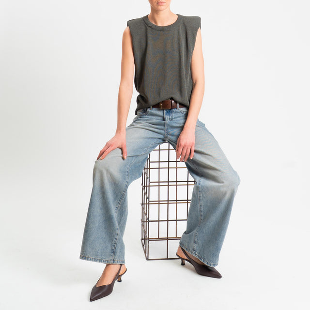 Tensione in-Maglia smanicata con spalline - militare