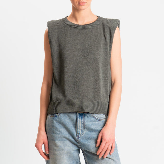 Tensione in-Maglia smanicata con spalline - militare