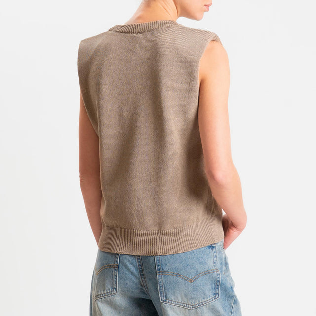 Tensione in-Maglia smanicata con spalline - taupe
