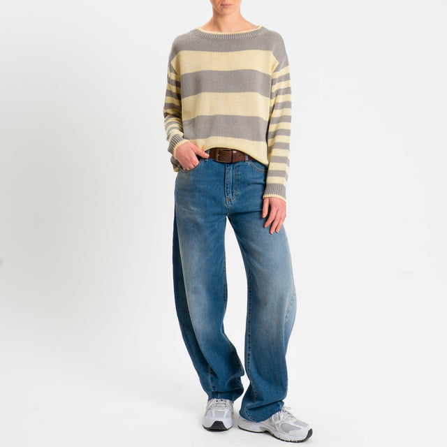 Tensione in-Maglia scatola a righe - giallo/salvia