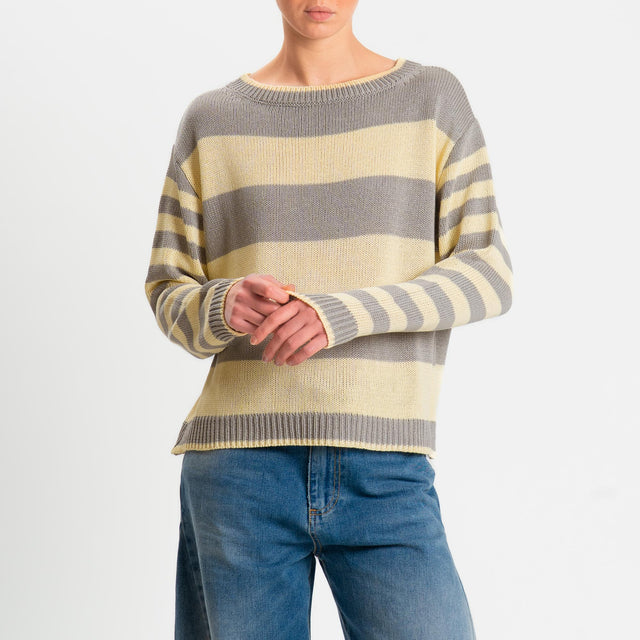 Tensione in-Maglia scatola a righe - giallo/salvia