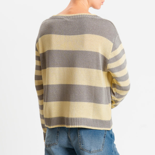 Tensione in-Maglia scatola a righe - giallo/salvia