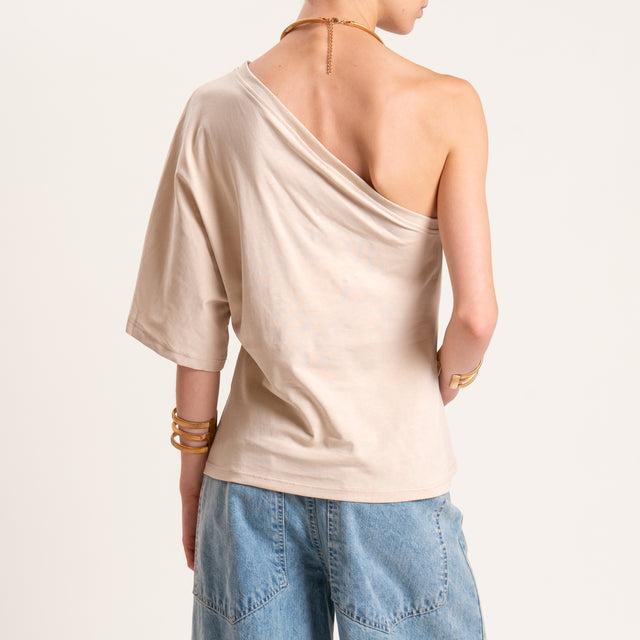 Tensione in-T-shirt monospalla - beige