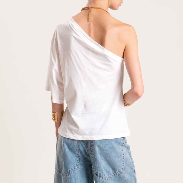 Tensione in-T-shirt monospalla - bianco