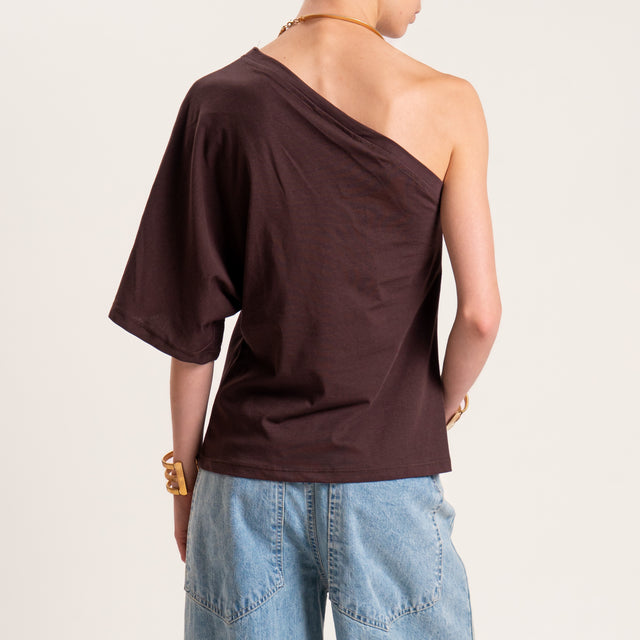 Tensione in-T-shirt monospalla - moka