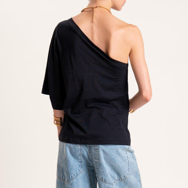 Tensione in-T-shirt monospalla - nero