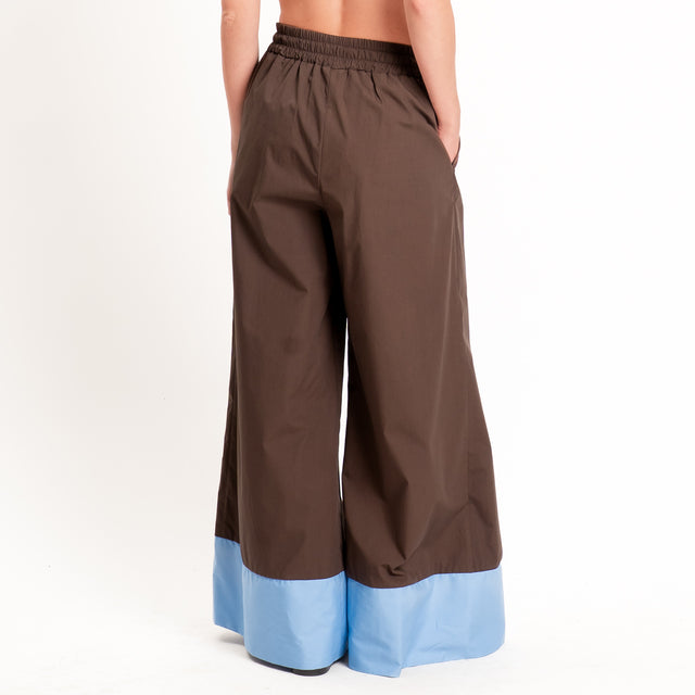 Tensione in-Pantalone popeline bicolore - moro/celeste