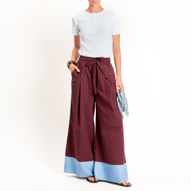 Tensione in-Pantalone popeline bicolore - india/celeste
