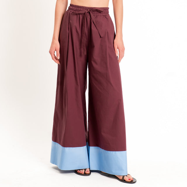 Tensione in-Pantalone popeline bicolore - india/celeste