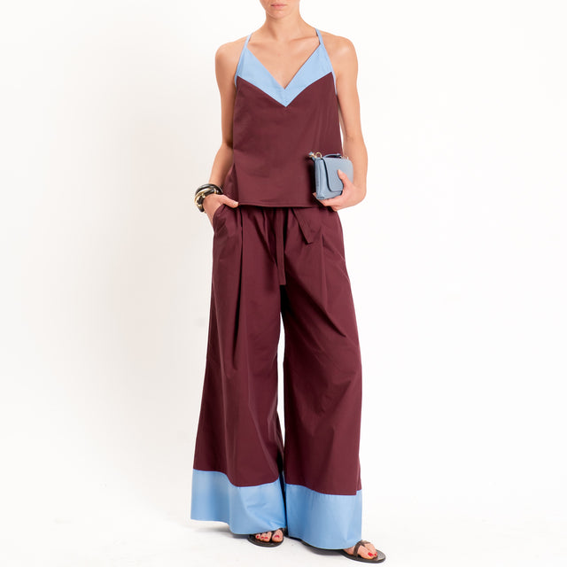 Tensione in-Pantalone popeline bicolore - india/celeste