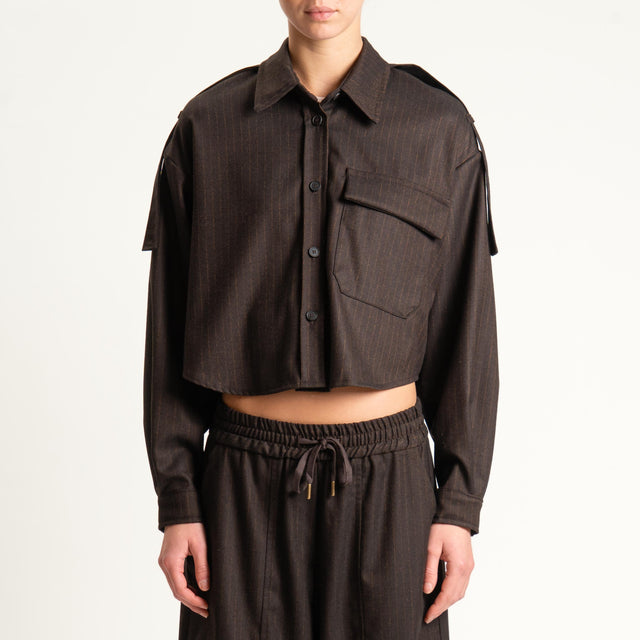 Tensione in- Camicia gessata crop - moro