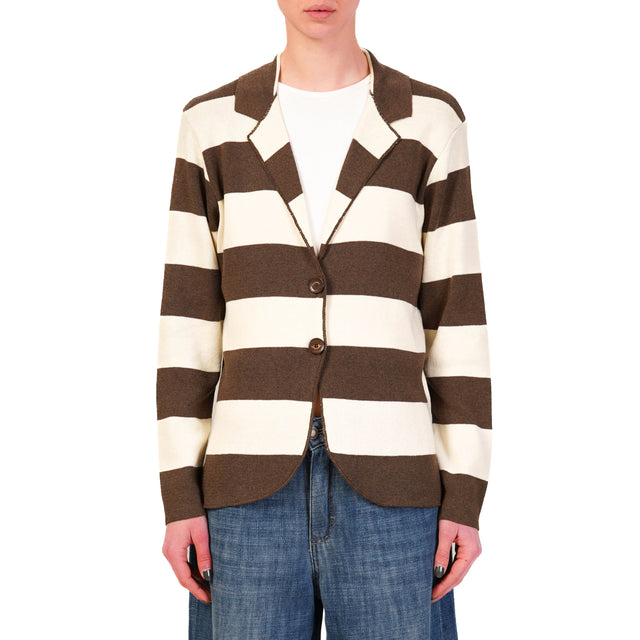 Tensione in-Giacca righe in maglia - moro/panna