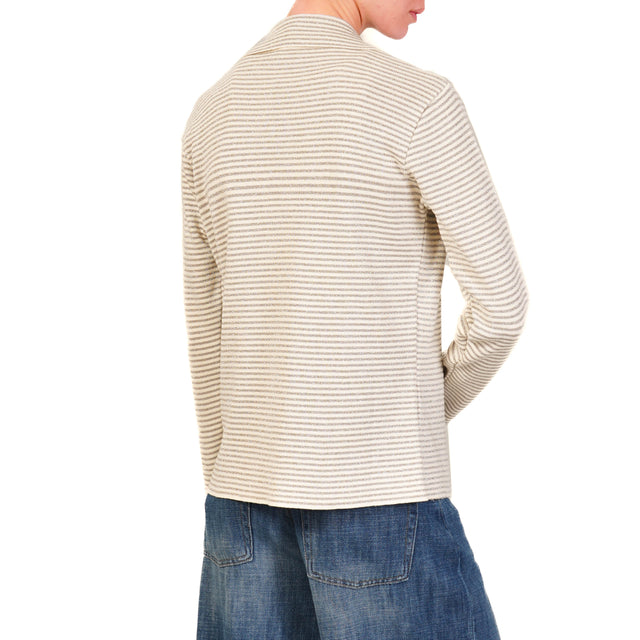Chaqueta de tensión con rayas de lurex - crema/plata